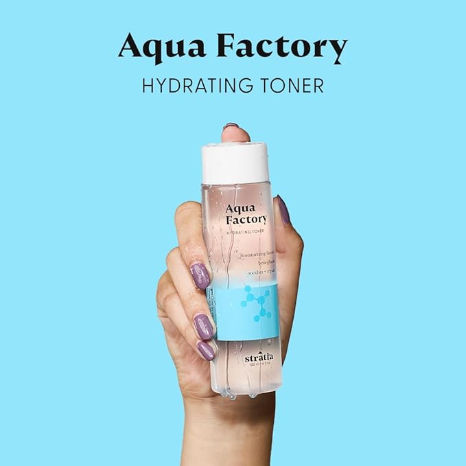 Stratia Aqua Factory Hydrating Toner with Beta Glucan, 7 Moisturizing Factors & Peptides for Barrier Repair, Nourishing Dry & Sensitive Skin, 4oz-FemmiqueWomen