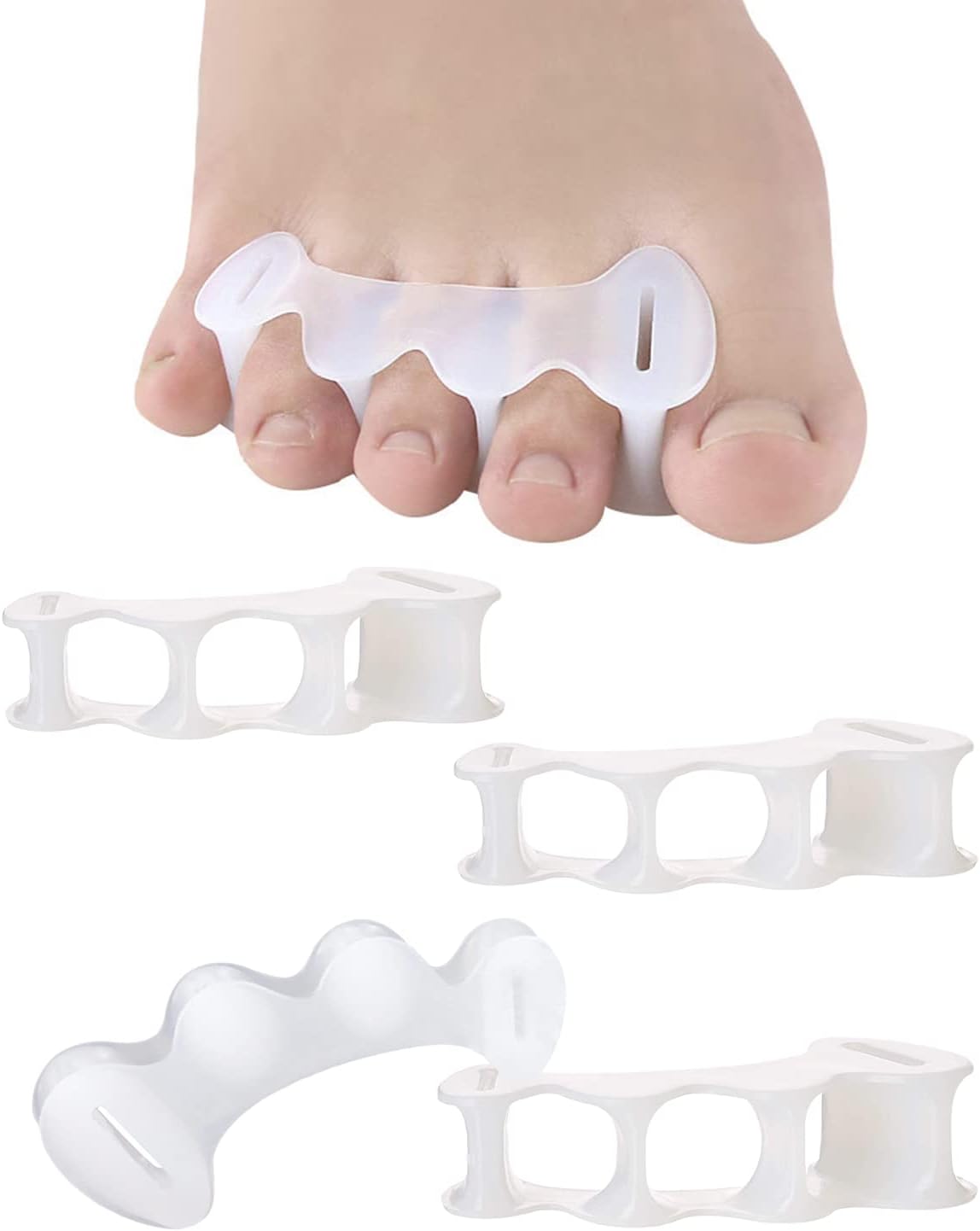 2Pairs Toe Separators Toe Spacers for Women Men to Correct Bunion, Relieve Feet Pain, Foot Alignment, Toe Straighteners for Hammertoes, Plantar Fasciitis (S, Women Shoe Size: 5-9, Men: 6-7)-FemmiqueWomen