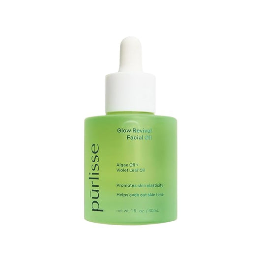 pürlisse Glow Revival Hydrating Face Oil for Women & Men - Enriched with Violet Leaf & Algae Oil for an Even Complexion - Soothing Oolong Extract Helps Boost Elasticity & Calm Irritation (1 Fl oz)-FemmiqueWomen