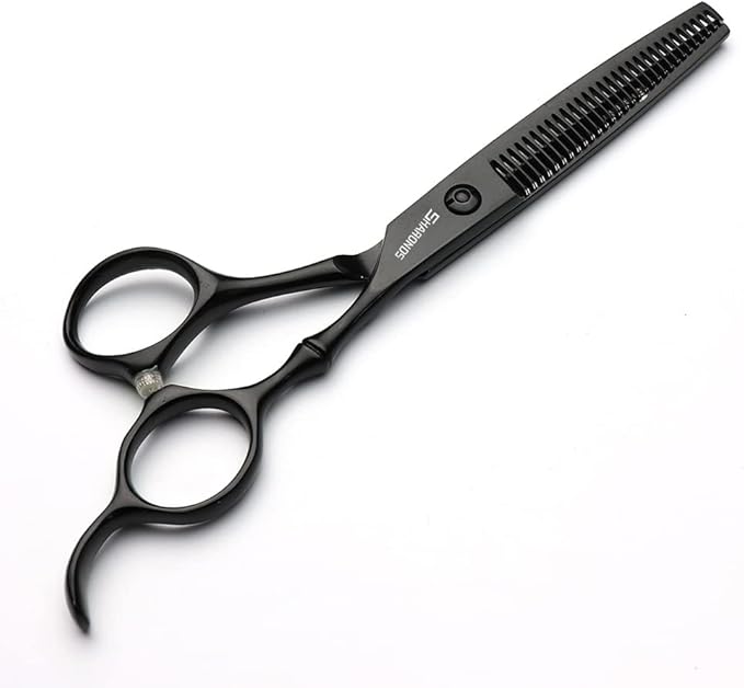SHARONDS 6/7 Inch Professional 440C Hair Cutting Scissor Salon Hairdressing Thinning Shears Perfect for Barber and Home Use (6 in tooth)
