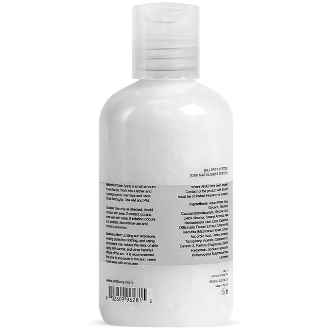 Anthony Glycolic Facial Cleanser for Men, Daily Exfoliating & Hydrating Face Wash, Shave Prep, Non-Foaming, Deep Cleansing, Gentle on Sensitive Skin, Removes Dirt & Oil, Smooths Texture, 3.4 Fl Oz-FemmiqueWomen