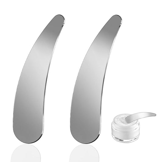 2Pcs Mini Metal Cosmetic Spatulas, Skincare SpatulaMixing and Sampling Makeup Beauty Tools for Skin Care Creams, Eye Cream, Essences Beauty Accessories(2PCS)-FemmiqueWomen