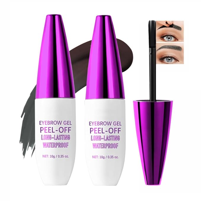2Pcs Peel Off Eyebrow Tint Gel - Waterproof & Sweatproof All-Day Wear, Transfer-Resistant Tattoo Effect, All Skin Types + Mother’s Day Gift Set, 02#Brown-FemmiqueWomen