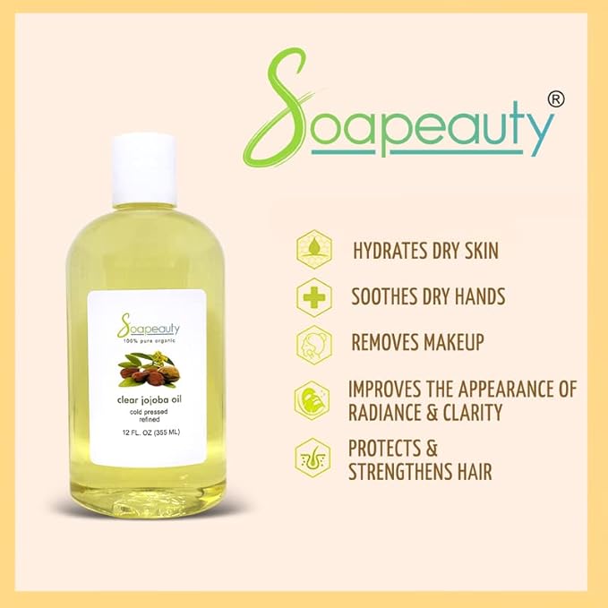Soapeauty Clear Jojoba Oil | 100% Pure & Natural | Refined, Cold Pressed, Hexane Free | Moisturizing Oil for Skin, Face, Hair & Nails | 48 fl oz (3 * 16 fl oz)-FemmiqueWomen
