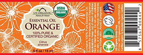 US Organic 100% Pure Sweet Orange Essential Oil - USDA Certified Organic - 15 ml - w/Improved caps and droppers (More Size Variations Available)-FemmiqueWomen