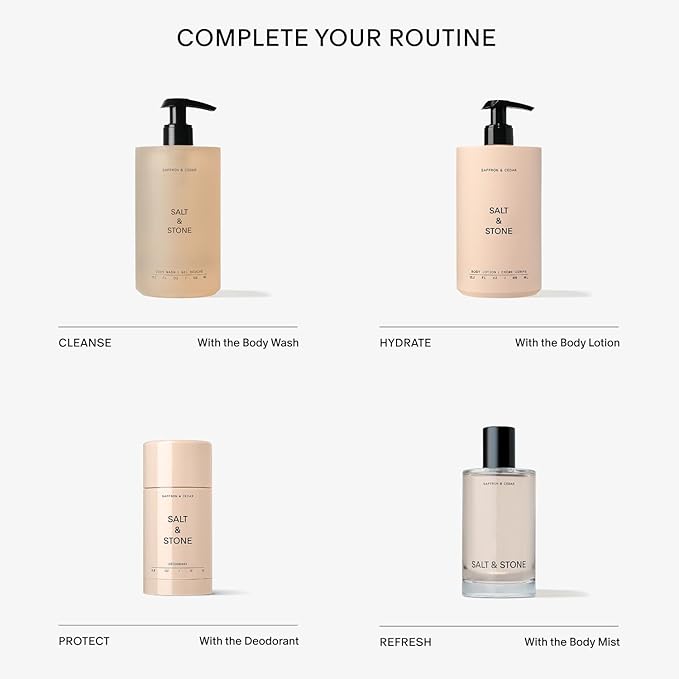 Salt & Stone Body Lotion for Women & Men | Hydrates, Nourishes & Softens Skin | Restores Dry Skin | Fast-Absorbing | Cruelty-Free & Vegan (Saffron & Cedar - 15.2 fl oz)-FemmiqueWomen