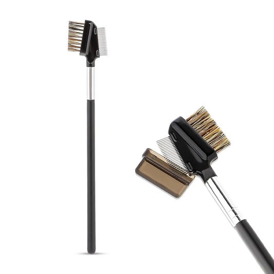 1 Pcs Eyebrow Brush, Metal Eyelash Comb, Resuable Dual Eyebrow Comb, Eye Brow Makeup Brush Eye Lash Comb for Eyelashes Extension (Bristles)-FemmiqueWomen