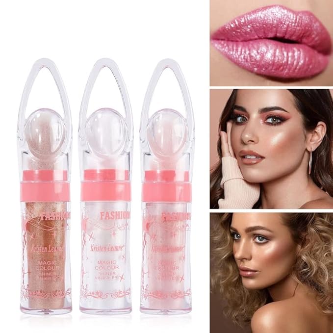 2 Pack Glitter Powder Highlighter Makeup, Body Brightens the Natural Three-Dimensional Face Blusher Patting Powder Highlighter. (01# White moonbeam)-FemmiqueWomen