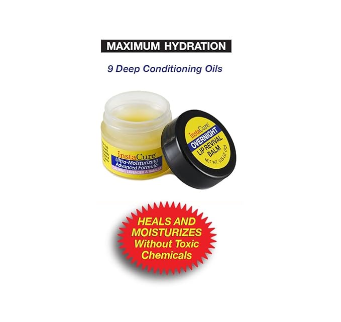 InstaCure's Original Nose Balm Fast Relief for Cracked, Dry & Sore Noses! Ultra-Moisturizing Lip Repair Duo. Calming Lavender & Vanilla Overnight Lip Mask + Cooling Sweet Vanilla Mint Daytime Lip Balm-FemmiqueWomen