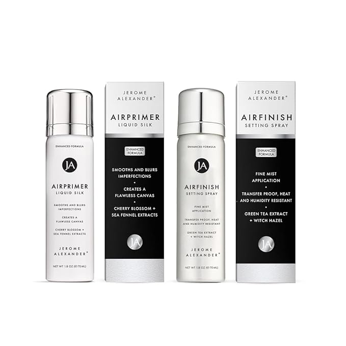 Jerome Alexander MagicMinerals Air Primer & Setting Spray Bundle – LiquidSilk Air Primer and AirFinish Setting Spray – Pore-Minimizing, Skin-Smoothing Formula for Long-Lasting, Flawless Matte Finish-FemmiqueWomen