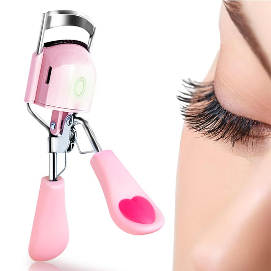 Pinkiou Heated Eyelash Curler for Women USB Rechargeable Lash Curler Long Lasting Ironing Electric Eyelash Curler with Silcone Pad Replacable Great Makeup Tools for Her-FemmiqueWomen