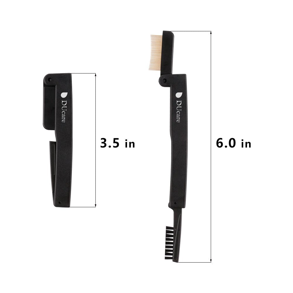 DUcare Eyelash Comb Separator Eyelashes Eyebrow Mascara Brush Applicator Eyelash Definer With Comb Cover Cosmetic Brushes Tool (Black)-FemmiqueWomen