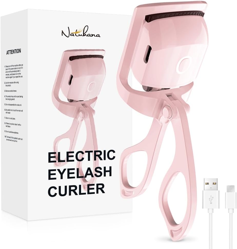 Heated Eyelash Curler with USB,Fast Heat up & 24H Long-Lasting,Rechargeable Electric Lash Curlers,Temperature Control,Safe Anti-Burn Quick Natural Curling Eye Lashes,Pink-FemmiqueWomen
