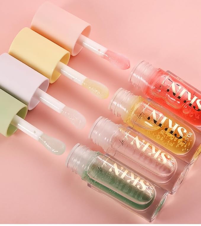 2Pack Big Brush Head Hydrating Lip Glow Oil Plumping Lip Tint, Hydrating Lip Gloss Tinted Lip Balm Transparent Lip Care, Long Lasting Nourishing Non-sticky Fresh Texture (Strawberry + Cherry)-FemmiqueWomen