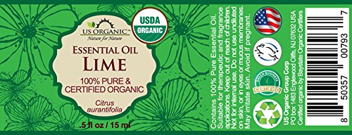 US Organic Lime Essential Oil - Certified Organic, Steam Distilled - W/Euro droppers (More Size Variations Available) (15 ml / .5 fl oz)-FemmiqueWomen