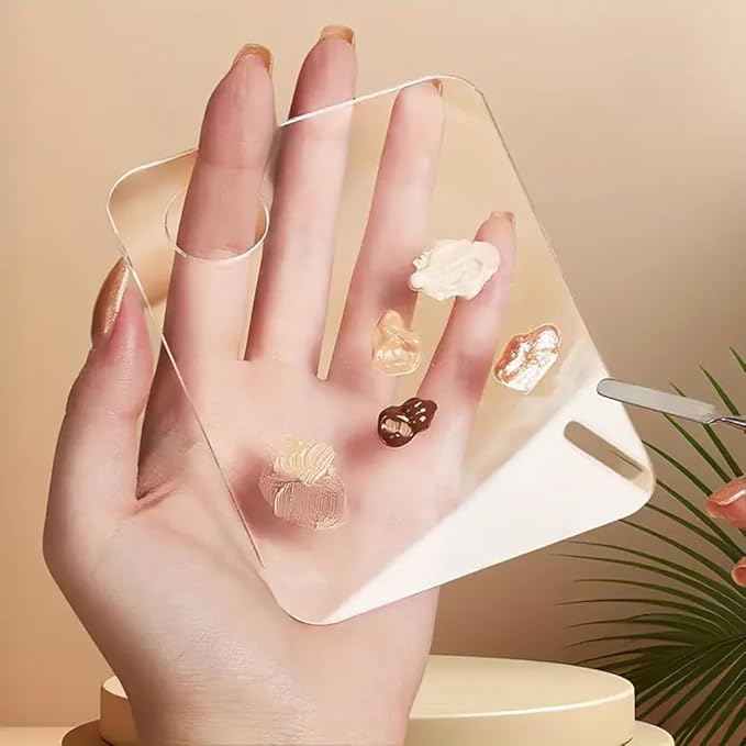 2pcs Acrylic Makeup Palette, Cosmetic Makeup Mixing Tray with 2pcs Spatula Tool, Foundation Makeup Palette for Nail Art Eye Shadow Pigment Blending (Rectangle)-FemmiqueWomen