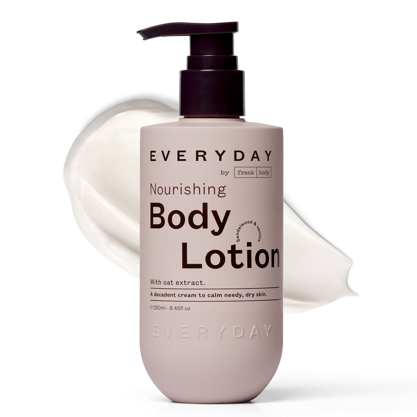 frank body Nourishing Body Lotion | Decadent Cream for Gentle, Calming & Long-Lasting Hydration | Oat Extract, Avocado Oil & Squalane | Sandalwood & Vanilla Scent | Vegan & Cruelty Free | 250ml-FemmiqueWomen