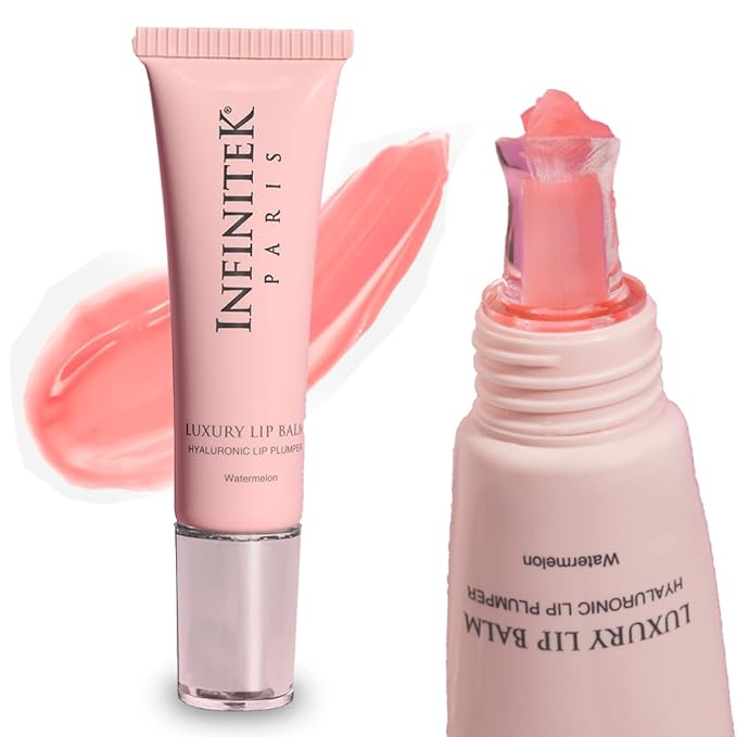 Infinitek Paris Luxury Lip Balm with Hyaluronic Acid - Hydrating Lip Gloss Plumper, Volumizing Tinted Lip Balm Makeup, Plumping Lip Gloss to Nourish & Repair Damaged Lips, 0.33 oz / 9.35 g-FemmiqueWomen