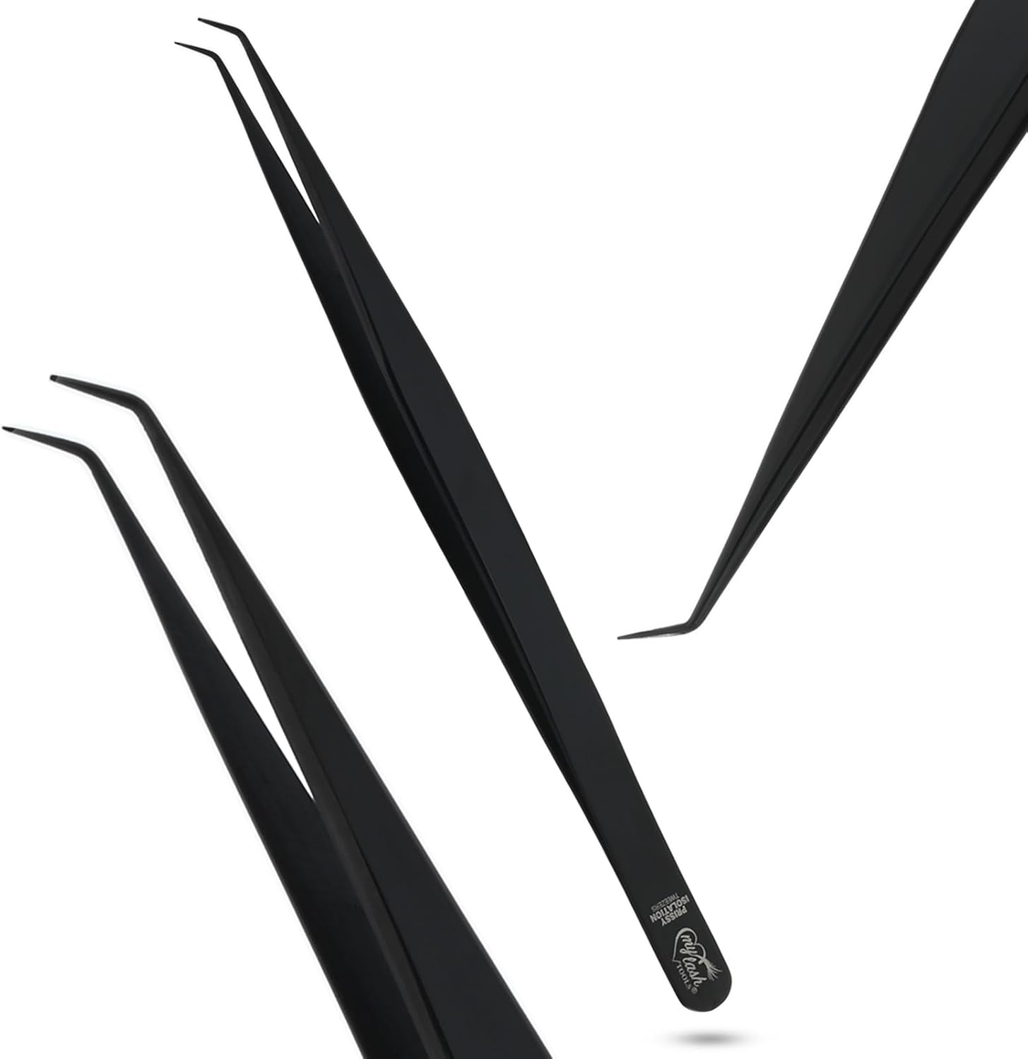 Isolation Tweezer for Eyelash Extensions – 14cm Curved Lash Tweezer, Stainless Steel, Best for Individual Isolation & Classic Lashes, Pinzas para Twisers (Black Titanium)-FemmiqueWomen
