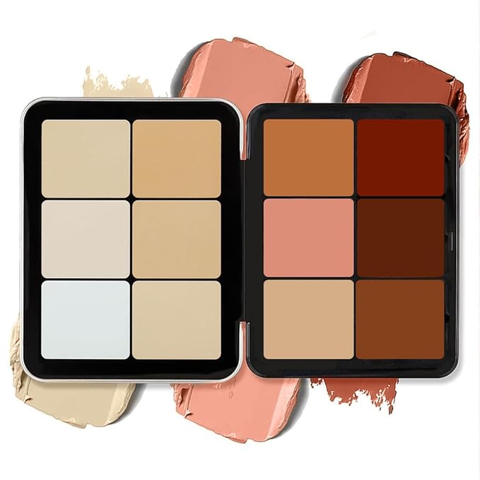 12 Colors Cream Concealer Palette, Long Lasting Full Coverage Correcting Concealer Palette Foundation Camouflage Makeup Contour Palette for or Under Eye Dark Circles, Acne Marks, Facial Spots-FemmiqueWomen