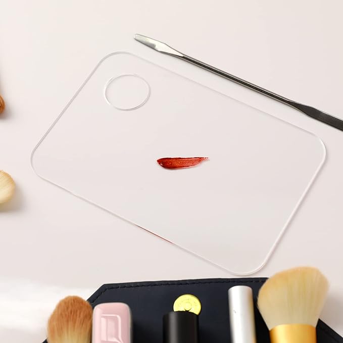 2PCS Acrylic Cosmetic Palette with 2PCS Spatula Tool,Makeup Palette Mixing Tray Apply for Foundation Eye Shadow Lipsticks Nail Art Professional Pigment Blending-FemmiqueWomen