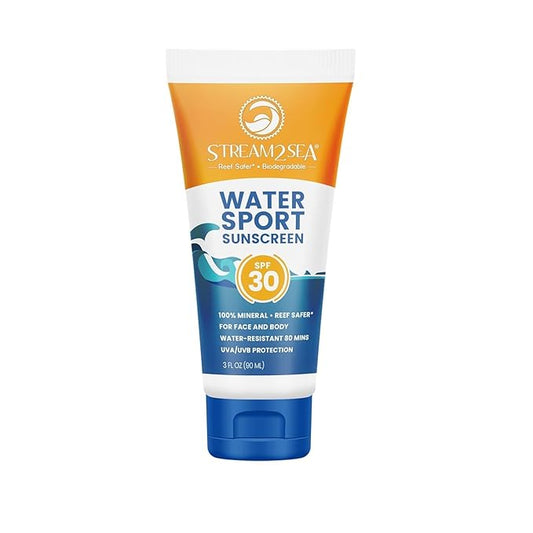 STREAM 2 SEA SPF 30 Biodegradable Mineral Sunscreen, 3 Fl oz Non-Greasy and Moisturizing Reef Safe Sunscreen For Face Protection and Body Against UVA and UVB-FemmiqueWomen