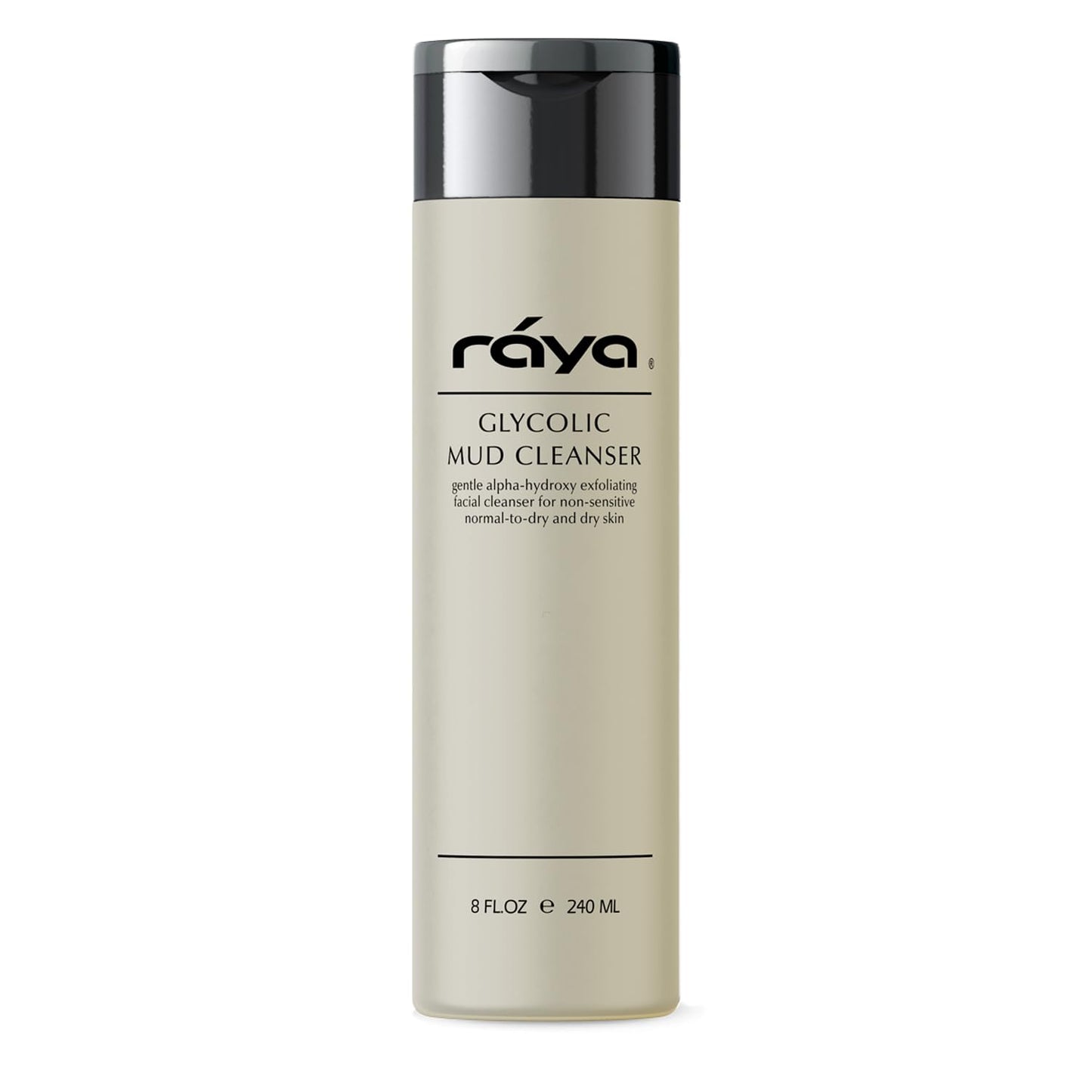 Raya Glycolic Mud Facial Cleanser with AHA 8 oz (G-103) | Exfoliating pH Balanced Facial Cleansing Fluid for Non Sensitive, Dry and Combination Skin | Made with Alpha Hydroxy Acid and Volcanic Mud-FemmiqueWomen
