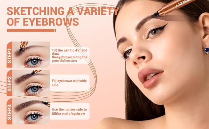 2025 New Magic Eyebrow Pencil, 3D Waterproof 4 Tipped Precise Brow Pen Microblading Eyebrow Pencil Contouring Pen Fine Stroke Microblading Creates Natural (Gray Brown)-FemmiqueWomen
