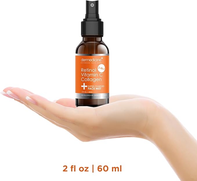 3 in 1 Super-Charged Anti-Aging Face Mist w/Retinol, Vitamin C + Collagen | Hydrates, Refreshes & Brightens for a More Glowing Complexion | 2 fl oz, 60 ml-FemmiqueWomen