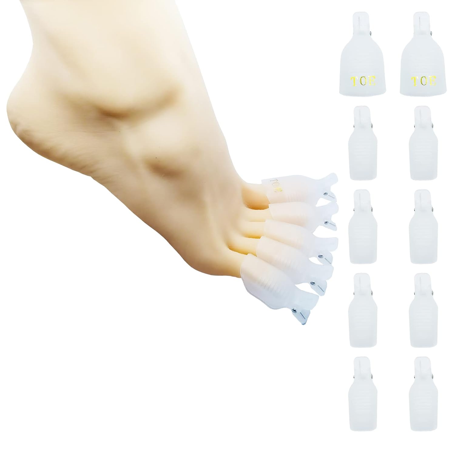 (10 Pcs White Toenail) Plastic Acrylic Nail Art Soak Off Cap Clip UV Gel Polish Remover Wrap Tool Gel Nail Polish Remover Clips for Fingernail Removal Soak Off Clips Wrap Cleaner Cap Clip-FemmiqueWomen