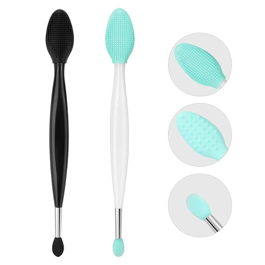 Unaone Lip Scrub Brush - 3 PCS Dual-ended Lip Scrubber Exfoliator and Silicone Lip Brush, 3-in-1 Silicone Lip Scrub Tool Lip Mask Applicator, Gentle Exfoliator & Applicator for Soft-FemmiqueWomen