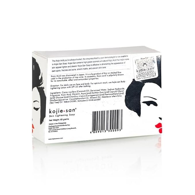 Kojie San Face & Body Shower Set - The Original Kojic Acid Soap, Dark Spot Remover Bar Soap with Coconut & Tea Tree Oil – 65g x 8 Bars with Leafa Soap Net, Brush and Soap Dish-FemmiqueWomen