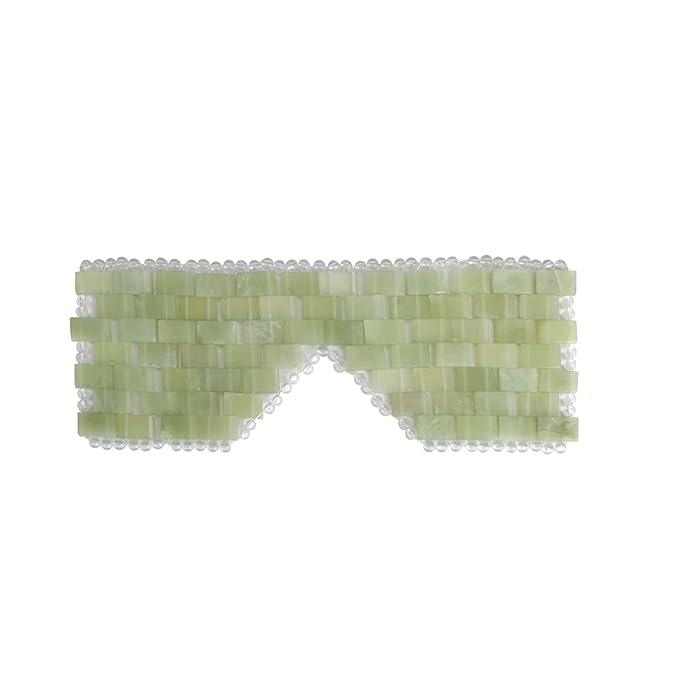 Jade Eye Mask 100% Natural Real Jade Stone Reusable Eye Mask for Hot & Cold Anti Aging，Headache and Migraine Relief Jade Mask for Women Men (Light green jade)-FemmiqueWomen