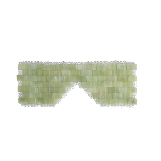 Jade Eye Mask 100% Natural Real Jade Stone Reusable Eye Mask for Hot & Cold Anti Aging，Headache and Migraine Relief Jade Mask for Women Men (Light green jade)-FemmiqueWomen
