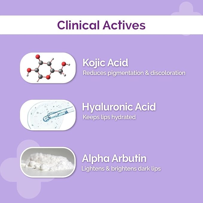 1% Kojic Acid Lip Balm With Alpha Arbutin & Hyaluronic Acid, SPF 30 PA++ for Dark & Pigmented Lips - 4g-FemmiqueWomen