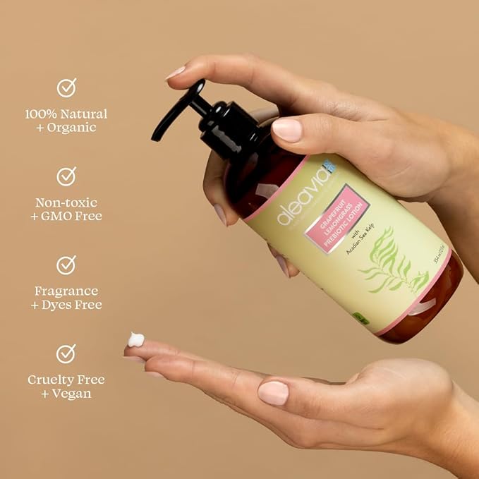 Aleavia Grapefruit Lemongrass Prebiotic Body Lotion – Lightly Scented, All-Natural Moisturizing Body Lotion with Organic Essential Oils – 12 Oz-FemmiqueWomen
