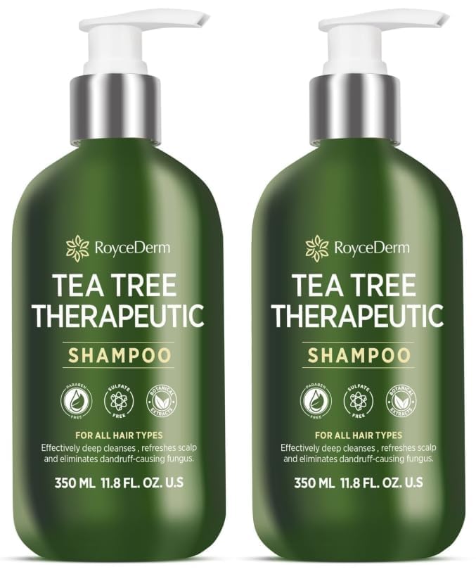 Roycederm Tea Tree Antifungal Shampoo: Folliculitis Shampoo for Dry Scalp, Dandruff, and Itchy Scalp - Medicated Clarifying shampoo with Tea Tree Oil, Paraben & Sulfate Free - 2 Pack-FemmiqueWomen