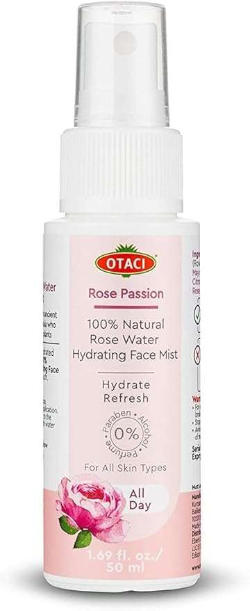 OTACI Rose Passion Face Mist Spray – 100% Natural Rose Water Hydrating Mist for Glowing, Refreshed Skin – Travel Size 50ml – Vegan, Alcohol-Free, for All Skin Types-FemmiqueWomen
