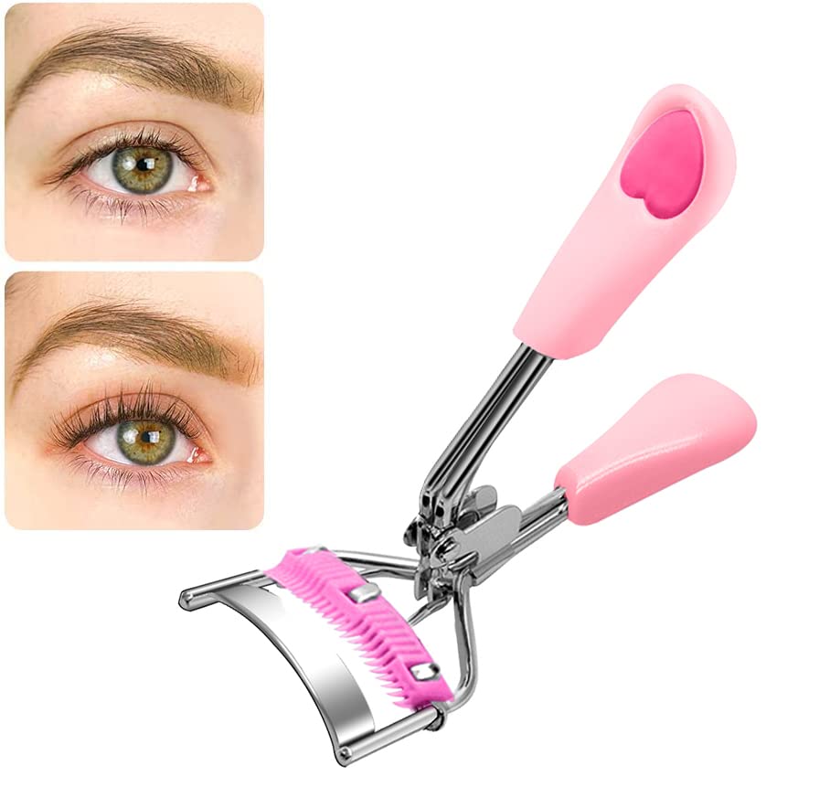 Eyelash Curler Stainless Steel with Brush Mascara Muffle False Eyelashes Accessory Best Professional Tool for Lashes Curls Pinkiou-FemmiqueWomen