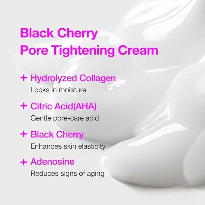 Black Cherry Pore Tightening Cream Luftig, Pore Minimizer, Black Cherry Extract, AHA, Hydrolyzed Collagen, Korean Skincare, All Skin Types, 3.3 fl.oz / 100ml-FemmiqueWomen