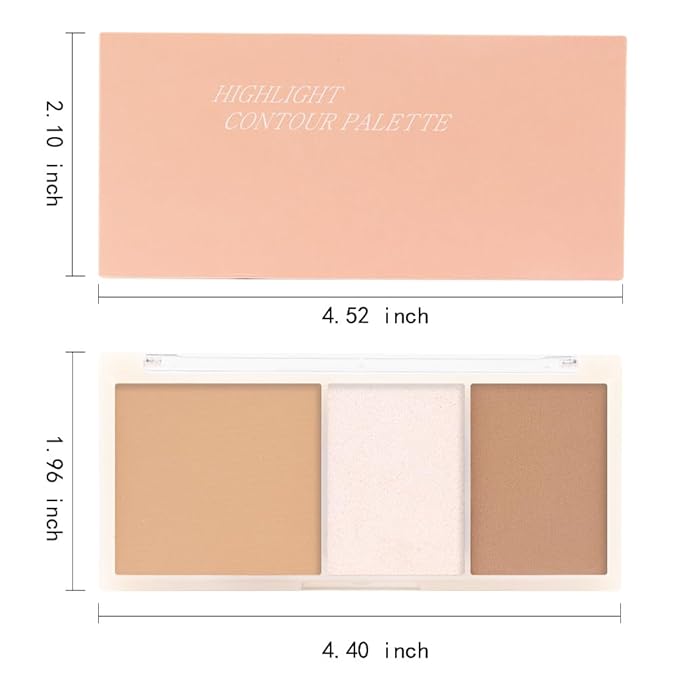 3 IN 1 Brown Nude Face Highlight Bronzer Powder Palette for Face Cheeks Contour Brightening, Buildable Matte Coverage Natural Makeup,Ultra Sculpt Nose Shadow Eyeshadow Primer 02#-FemmiqueWomen