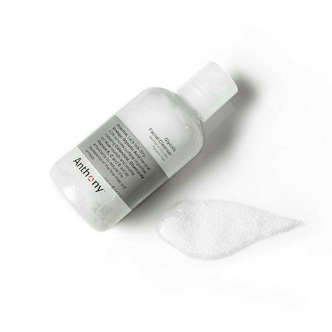 Anthony Glycolic Facial Cleanser for Men, Daily Exfoliating & Hydrating Face Wash, Shave Prep, Non-Foaming, Deep Cleansing, Gentle on Sensitive Skin, Removes Dirt & Oil, Smooths Texture, 3.4 Fl Oz-FemmiqueWomen