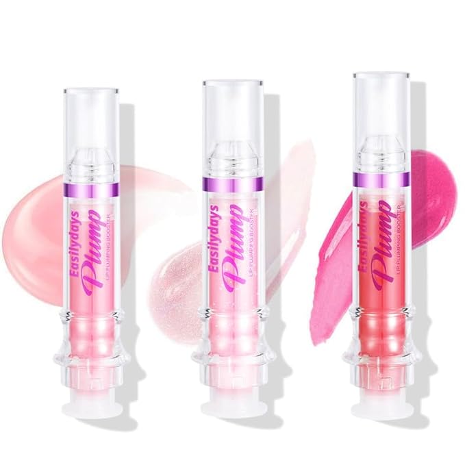 3 Colors Lip Plumping Booster, Spicy Lip Plumper Gloss Lip Oil, Ultra-Hydrating & Nourishing Glossy Finish Fuller Natural Lip Gloss, Plump & Pout Lip Plumper for Women Girls, Set #01,02,03-FemmiqueWomen