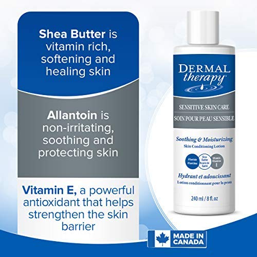 Dermal Therapy Sensitive Skin Lotion - Calming, Non-Irritating Lotion with 15% Allantoin, 10% Shea Butter, Vitamin E - Soothing Relief for Dry, Itchy, Eczema-Prone Skin - 8 fl oz / 240 ml-FemmiqueWomen