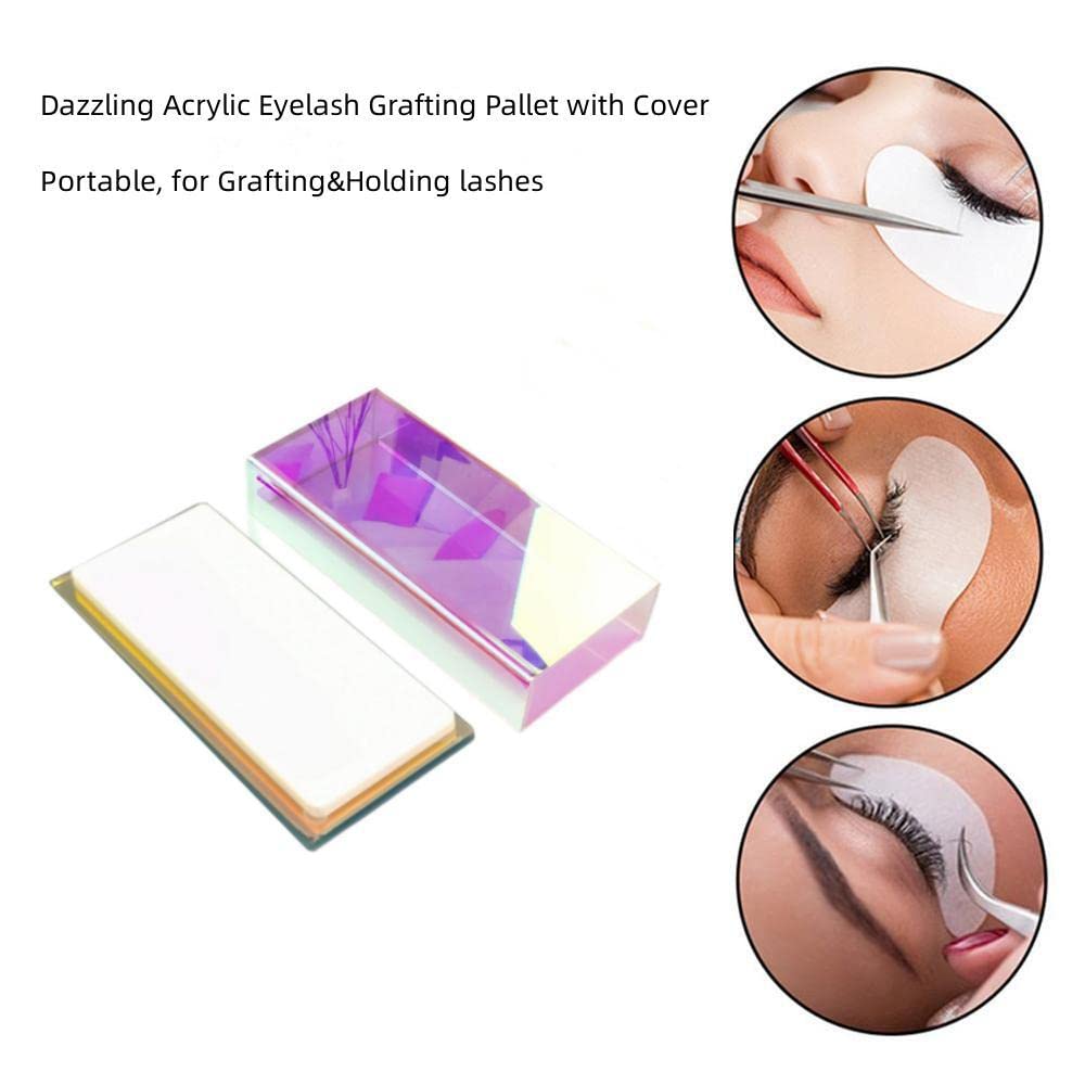 Eyelash Grafting Pallet with Cover, Dust-proof Acrylic Lash Tile holder, Eyelash Extensions Storage Gasket Pads (Dazzling S)-FemmiqueWomen