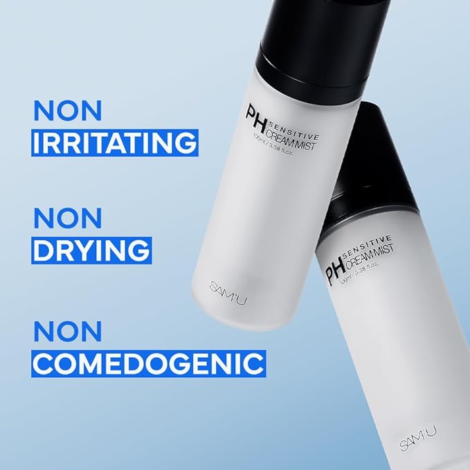 SAM'U PH Sensitive Cream Mist, Ceramide Face Mist, Hypoallergenic Facial Spray with Hyaluronic Acid & Centella, Hydrating & Quick Absorbing, Korean Skin Care for Dry & Sensitive Skin, 3.38 Fl. Oz-FemmiqueWomen