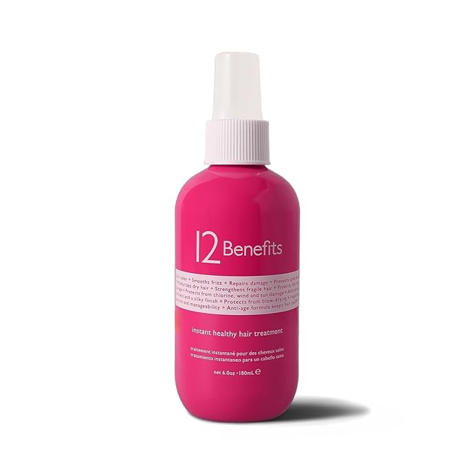 12 Benefits Leave-In Conditioner Spray – Instant Healthy Hair Treatment, Anti-Frizz, Detangles, Strengthens & Repairs, Heat Protection with Quaternium 39 & Silk Fibre Protein, 6 Fl Oz-FemmiqueWomen