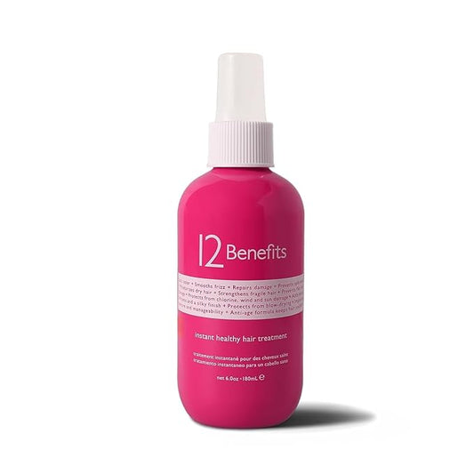 12 Benefits Leave-In Conditioner Spray – Instant Healthy Hair Treatment, Anti-Frizz, Detangles, Strengthens & Repairs, Heat Protection with Quaternium 39 & Silk Fibre Protein, 6 Fl Oz-FemmiqueWomen