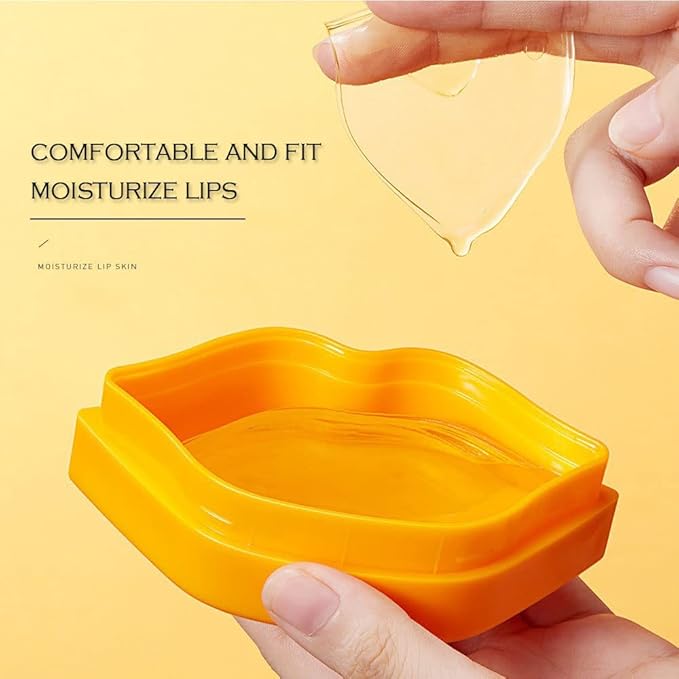 20Pcs Moisturizing Lip Mask, Restores Moisture Lip Care Mask for Dry Lips and Lip Lines Lips Overnight Lip Care, Gel Treatment Lip Masks Plumping Lips Mask (Yellow)-FemmiqueWomen