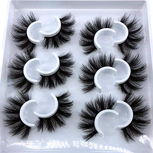 HBZGTLAD 6 Pairs Fluffy False Eyelashes Natural Faux Mink Strip 3D Lashes Pack (MDF-12)-FemmiqueWomen